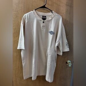 Men’s Harley-Davidson Cream Short Sleeve Shirt Size XXL Pat Roger’s Speedway EUC
